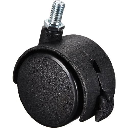 Uxcell Furniture Casters 2 Inch Nylon M8 x 15mm Threaded Stem Swivel Caster Wheels w Brake, 38lb Capacity Each Wheel