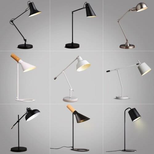 Loft Vintage Desk Lamp with 2 Colors Traditional American Countryside Wooden Edison Table Lamps Nordic Metal Table Fixtures