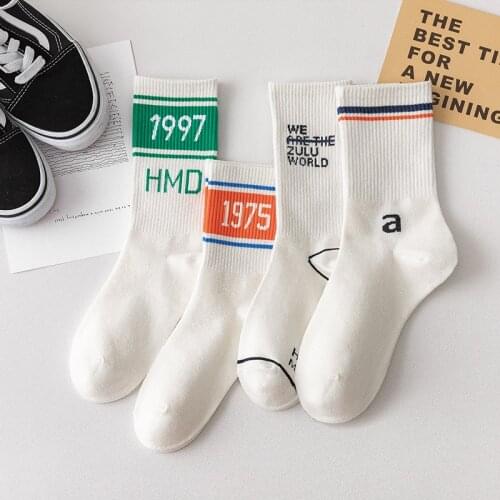 White socks hip hop streetwear striped woman calcetines harajuku women skarpetki meias meia calcetas sock cool cotton skarpety