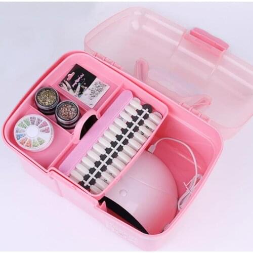 Large Capacity Nail Tool Storage Box Makeup Organizer Nail Polish Container Handheld Portable Nail Art Manicure Tools Case