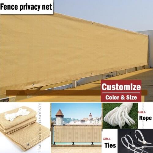 Width:0.8M/0.9M Beige Color Fence Privacy Screen Thicken Home Balcony Safty Privacy Net Garden Plants Windscreen Sun Shade Net