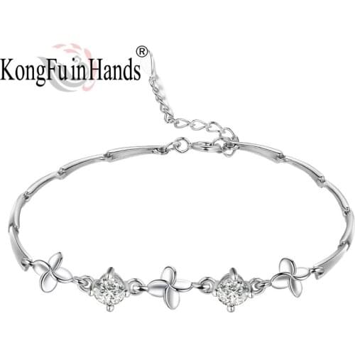 Shining Zircon 925 Sterling Sliver Lucky Clover Bracelet For Women Daily Wear New Arrivals Show Female Charms Romantic Gift