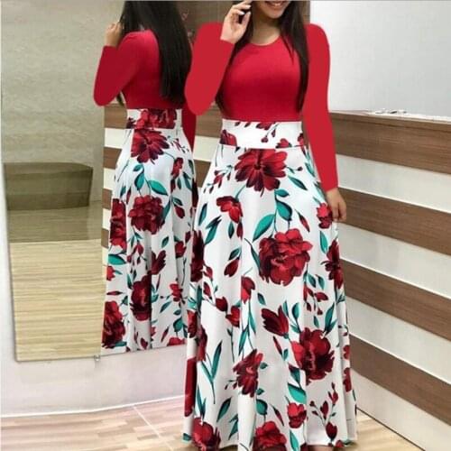 Women Summer Print Stitching Flower Long Dress 2021 Bodycon Elegant Sexy Women Super Plus Size Dresses