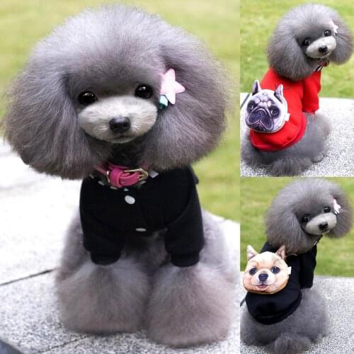 Winter Pet Hoodie with Cartoon Printed Bags Striped Hooded Coat Dog Clothes Warm Cat Clothes Winter Pet Clothes Coats Sweater