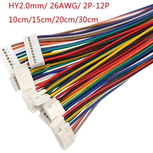 10PCS HY2.0mm terminal line spacing 2.0mm 26awg color electronic line single head double head with lock connection line
