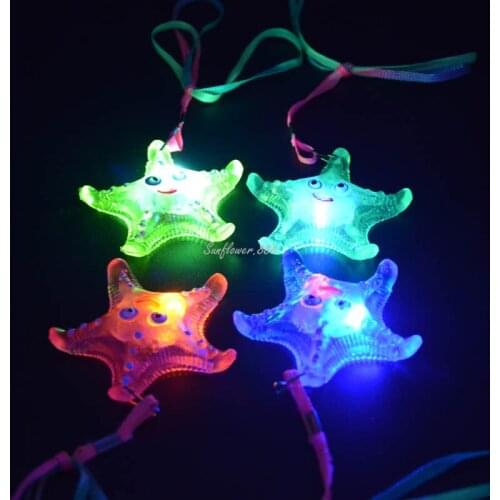 10pcs Glow Flashing Animal Starfish Necklaces Light Up Pendant Birthday Kids Toy Girls Gift Party Favors Bag Fillers Baby Shower