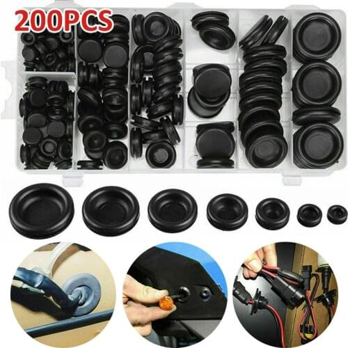 200PCS Rubber Blanking Grommets Hole Wiring Cable Gasket Rubber Seal Assortment Set For Protects Wire Cable Hardware Tools