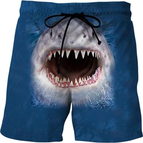 2021 Summer blue casual Shorts Beach swimming trunks 3D Print shark graphic Swimwear men surf Bermudas short pants ropa hombre