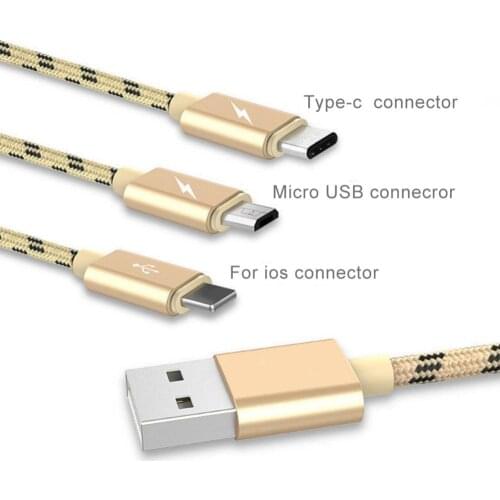 3 in 1 Braided Micro USB Type-C Fast Charger Cable Charger For Android iOS Phone Charger Cable USB Cable кабель USB Type-C Cable