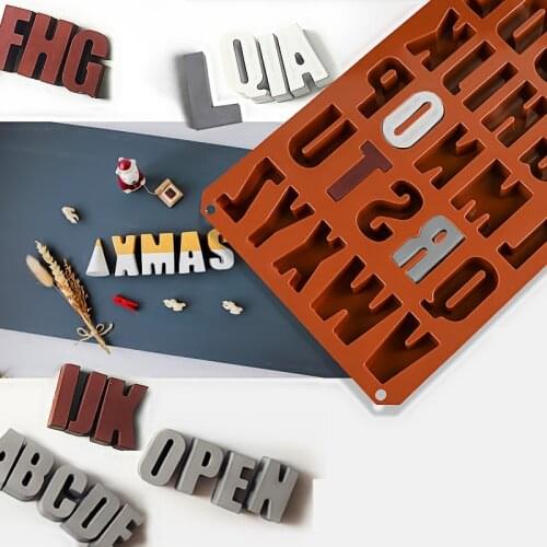 3D Alphabet Silicone Concrete Mold Capital Letters Cement Plaster Resin Molds Soap Fondant Cake Baking Chocolate Decorating Tool