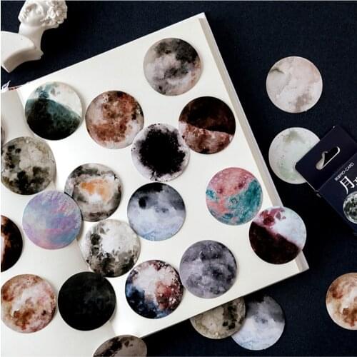 46pcs Moon Stickers INS Round shape Mini Decorative Stickers Scrapbooking material DIY journalin supplies