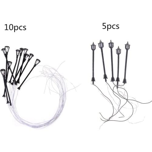 5/10Pcs Model Garden Lamps Black Model Layout Single Head Garden Lights Lamppost Landscape Light Model Lights