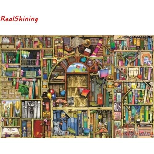 5D Diy Diamond Painting Cross Stitch full Square Diamond Embroidery bookshelf picture for room Decor H1792