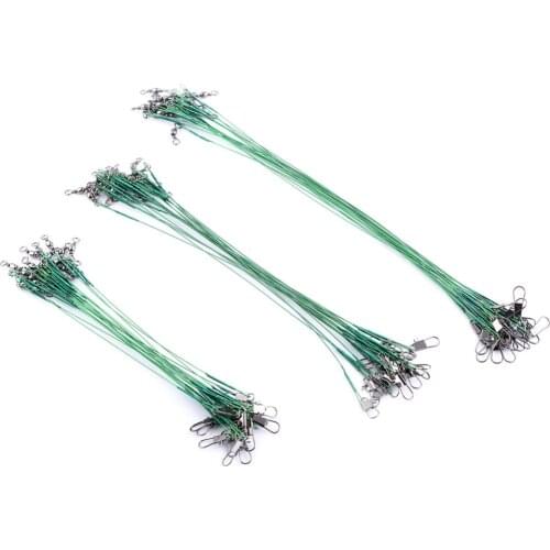 60 pcs 15/20/25cm Anti Bite Steel Fishing Line Steel Wire Leader With Swivel Fishing Accessory Lead Core Leash Fishing Wire