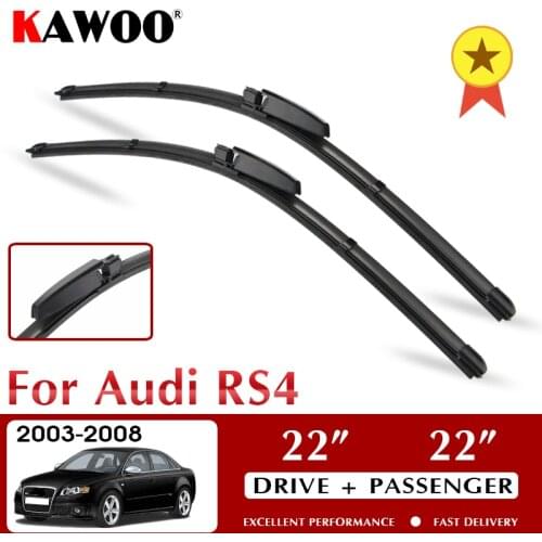 KAWOO Car Wiper Blades For Audi RS4 October 2003 - Nov. 2008 Windshield Windscreen Window 22"+22" LHD RHD Auto Accessories