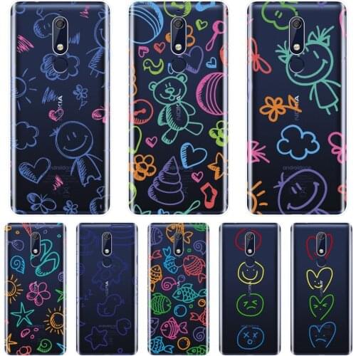 Phone Case For Nokia 7.1 6.1 5.1 3.1 2.1 Silicone Soft Heart Smile Graffiti Girl Back Cover For Nokia 7.1 6.1 5.1 3.1 2.1 Plus