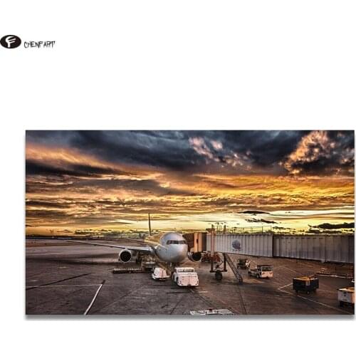 CHENFART Canvas Prints Aircraft on Calgary International Airport Wall Pictures for Living Room no Framed
