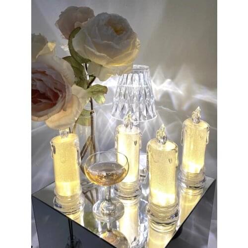 Decoration Table Lamp Crystal Candle Twinkling Tears Electronic LED Lamp Romantic Atmosphere Candlelight Dinner Nightlight