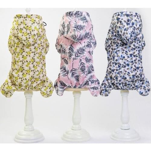 Puppy Cat Raincoats Reusable Waterproof Four-legged Hooded Fresh Printed Pet Dog Raincoat