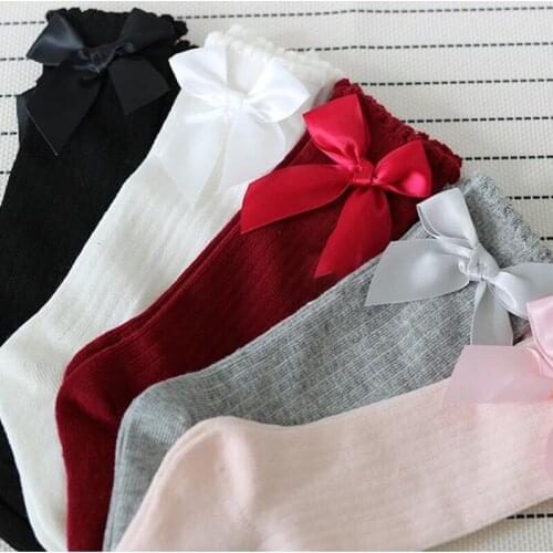 5 Colors Knee Socks For Girls Big Bow Knee High Long Socks For Kids Do Not Slip Princess Childrens Socks Autumn Winter Style