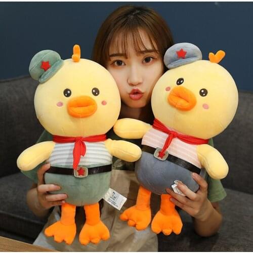 Simulation Red Army Duck Doll Toy Soft Stuffed Cartoon Animal Dressed Duck Doll Home Decor Birthday Christmas Gift for Kids
