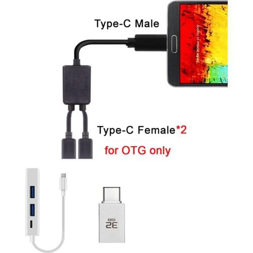 Xiwai USB-C Female Hub Dual Ports to Type-C Cable Converter Cord For Lap top Mac book Note book PC & Mouse & Flash Disk