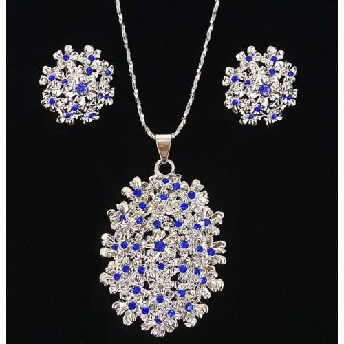 Silver jewelry necklace set graceful earrings Pendant for women gold necklace accessoris wedding jewelry gift