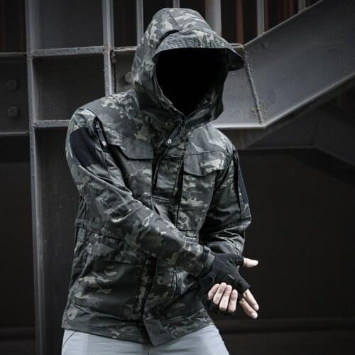 Army Field Tactical Military Jacket Men Waterproof Hooded Flight Pilot Coat Outwear Multi-pocket Camouflage Windbreaker Jacket
