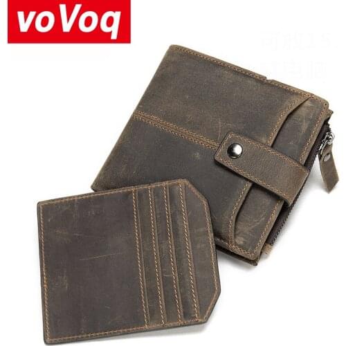 Hot Fashion Mens Wallet Leather Genuine Casual Short Wallet Male Retro Business Coin Purse Bag Multifunctional Mini Card Wallet