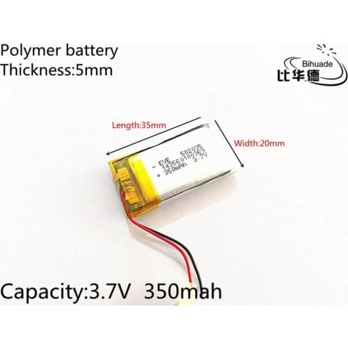 1pcs 3.7V 350mAh 502035 Lithium Polymer LiPo Rechargeable Battery ion cells For Mp3 Mp4 Mp5 DIY PAD DVD E-book bluetooth headset