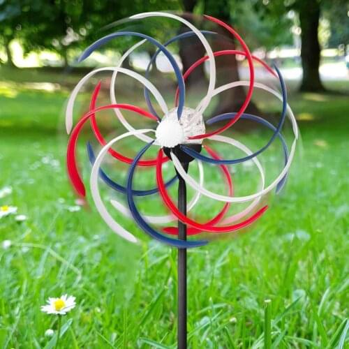 Metal Solar Light Windmill LED Lamp Wind Spinner Outdoor Garden Lawn Decor Sculpture Wind Spinner Rustless Windmill Spinning