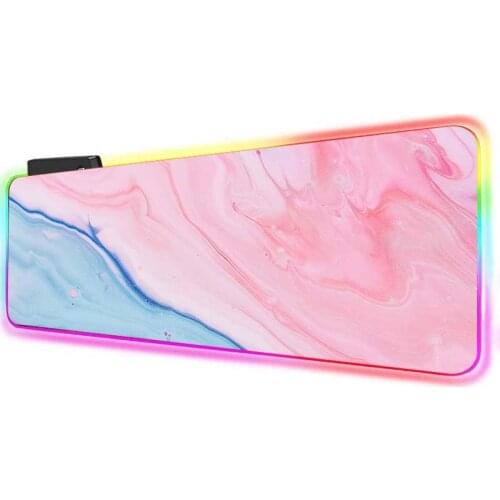 MRGBEST Pink Marble RGB Gaming LED Rainbow Backlit Large laptop PC Mouse Pad Gamer Mouse-pad Luminous XXL free shipping