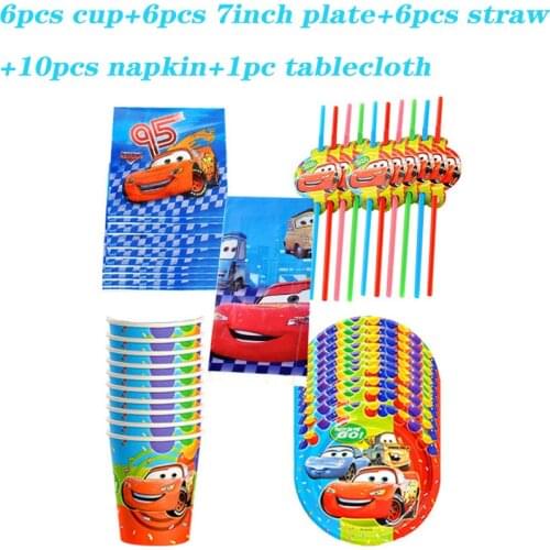 Disney Cars lightning McQueen Theme Disposable Tableware Set Paper Plate Cup Boys Birathday Party Decorations Supplies Kids Toys