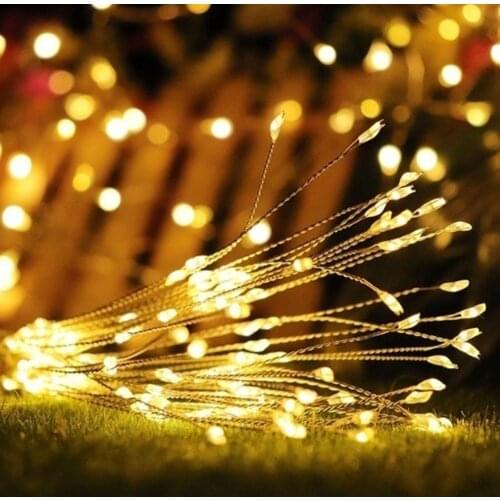 120 LED Firework Lights Copper Wire Starburst String Lights 8 Modes With Remote Control Christmas Decorative Lights For Party