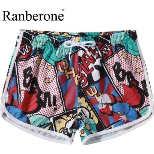 Ranberone 2020 Couple Swimsuit Boy Swimming Trunks Men Swimwear Women Trunks Boardshort Summer Quick Dry Mens Beach Shorts