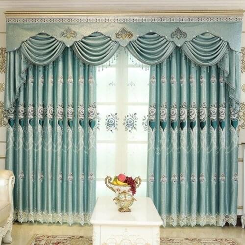 Luxury European-style Velvet Jacquard Embroidered Curtains for Living Room Bedroom Floor Balcony Finished Curtains Tulle Custom
