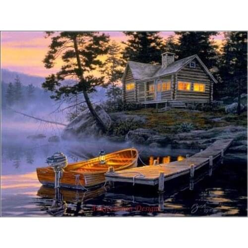 Needlework for embroidery DIY French DMC High Quality - Counted Cross Stitch Kits 14 ct Oil painting - Morning Lake