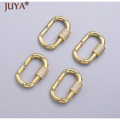 JUYA Gold Color Clasps CZ Lock Spiral Screw Clasps Jewelry Making Components for Luxury Necklace Bracelet Hand Made Accessories