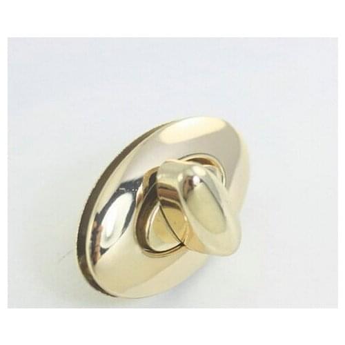 1 3/4 x 1 1/8 inch Shine Gold Oval Twist Lock 45 x 28 mm Light Gold Metal Lock 20sets/lot