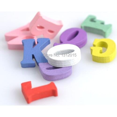 100pcs 16mm Mixed Letter alphabet nonporous wooden Scrapbooking Craft beads for decoration Diy 141229-6