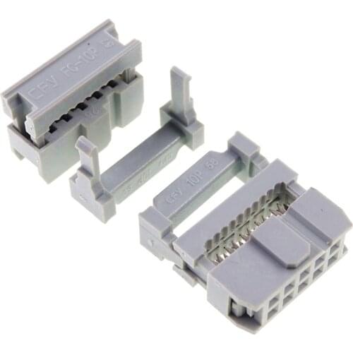 40pcs 0.100" 2.54mm Pitch 2x5 Pin 10 Position IDC Female Header Socket Box Header Socket Flat Cable 0.05"connector Grey