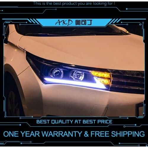 AKD tuning cars Headlight For Toyota Corolla 2014-2016 Headlights LED DRL Running lights Bi-Xenon Beam Fog lights angel eyes