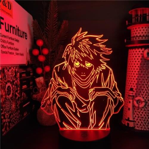 DEATH NOTE L·Lawliet Anime 3D Lamp RGB led Night Lights Birthday Gift for Friends Lava Lamp Manga Table Lamp Kids Bedroom Decor