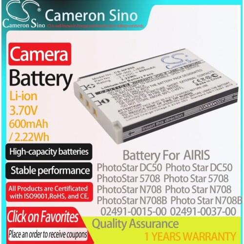 CameronSino Battery for AIRIS PhotoStar DC50 5708 N708 N708B fits Acer CS 6531-N 02491-0015-00 02491-0037-00 camera battery