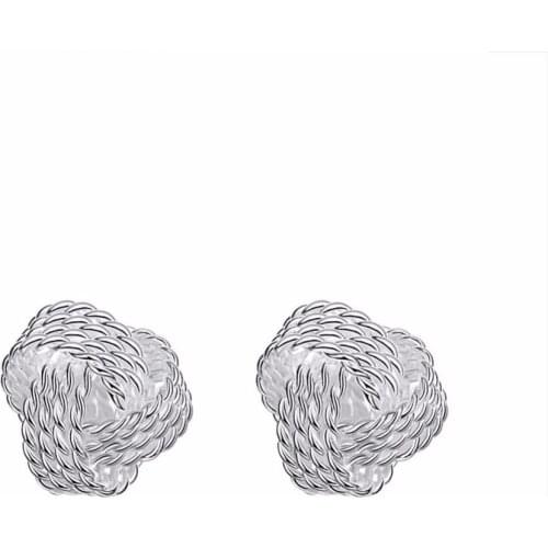 Free Shipping Creative Ball Earring Personality Braided Stud Earrings Womens Simple Tremella Nails 925 Sterling Silver Jewelry