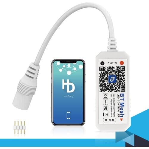 Bluetooth Controller Android IOS Smartphone Haodeng APP Single RGB RGBW CCT for LED Light Strip DC12V 24V By Alexa Google Home