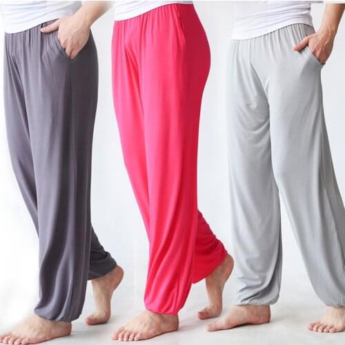 Elastic Waist Modal Yoga Pants with Pockets Loose Baggy Yoga Harem Pants Sportswear Martial Pant Kung Fu or Tai Chi Men Trousers