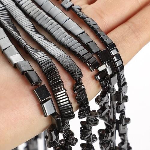 2 Holes Black Hematite Natural Stone Beads Round Loose Beads For Jewelry Making DIY Bracelet Necklace Accessories Beads 4-10mm