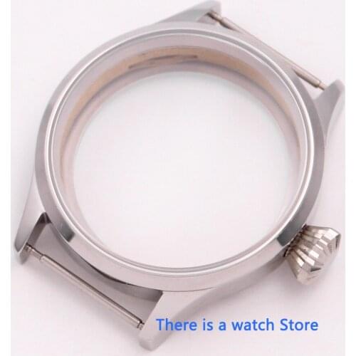 Corgeut 43mm Polished Sapphire Glass watch case fit ETA 6497 6498 ST36 Movement Mens Watch Parts