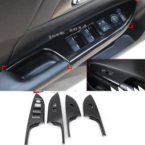 FOR Honda Accord 2014-2017 4PCS/set ABS BLACK Window lift panel switch cover trim